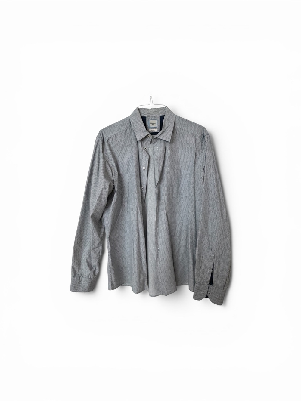 Men's Slim Fit Light Gray Button-Down Shirt